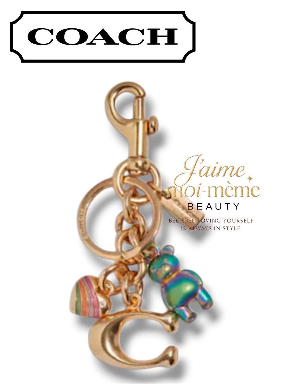 Coach Oil Slick Teddy Bear & Bubble C Cluster Charm